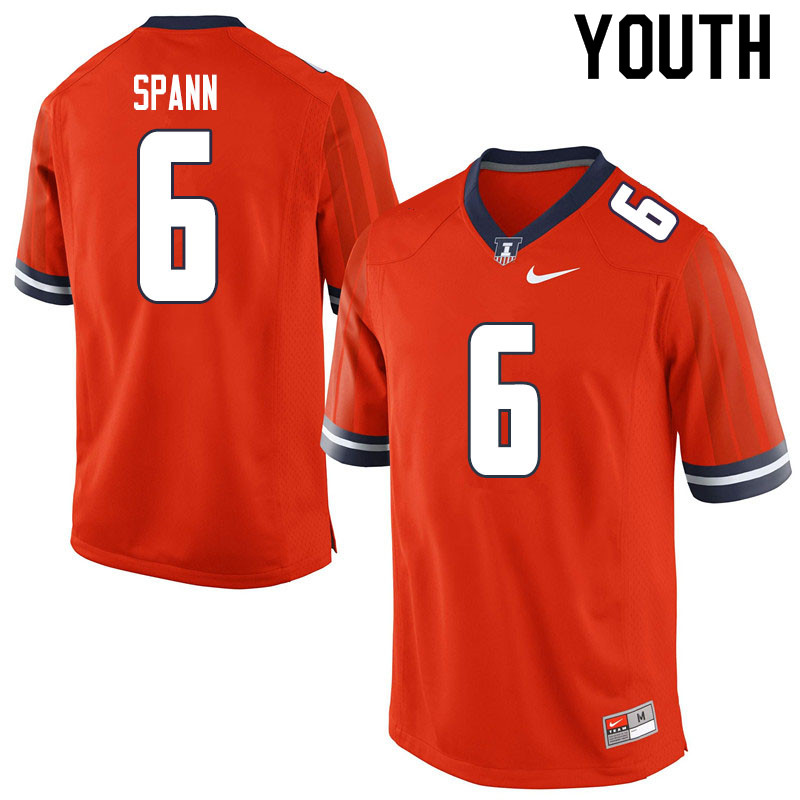 Youth #6 Deuce Spann Illinois Fighting Illini College Football Jerseys Sale-Orange